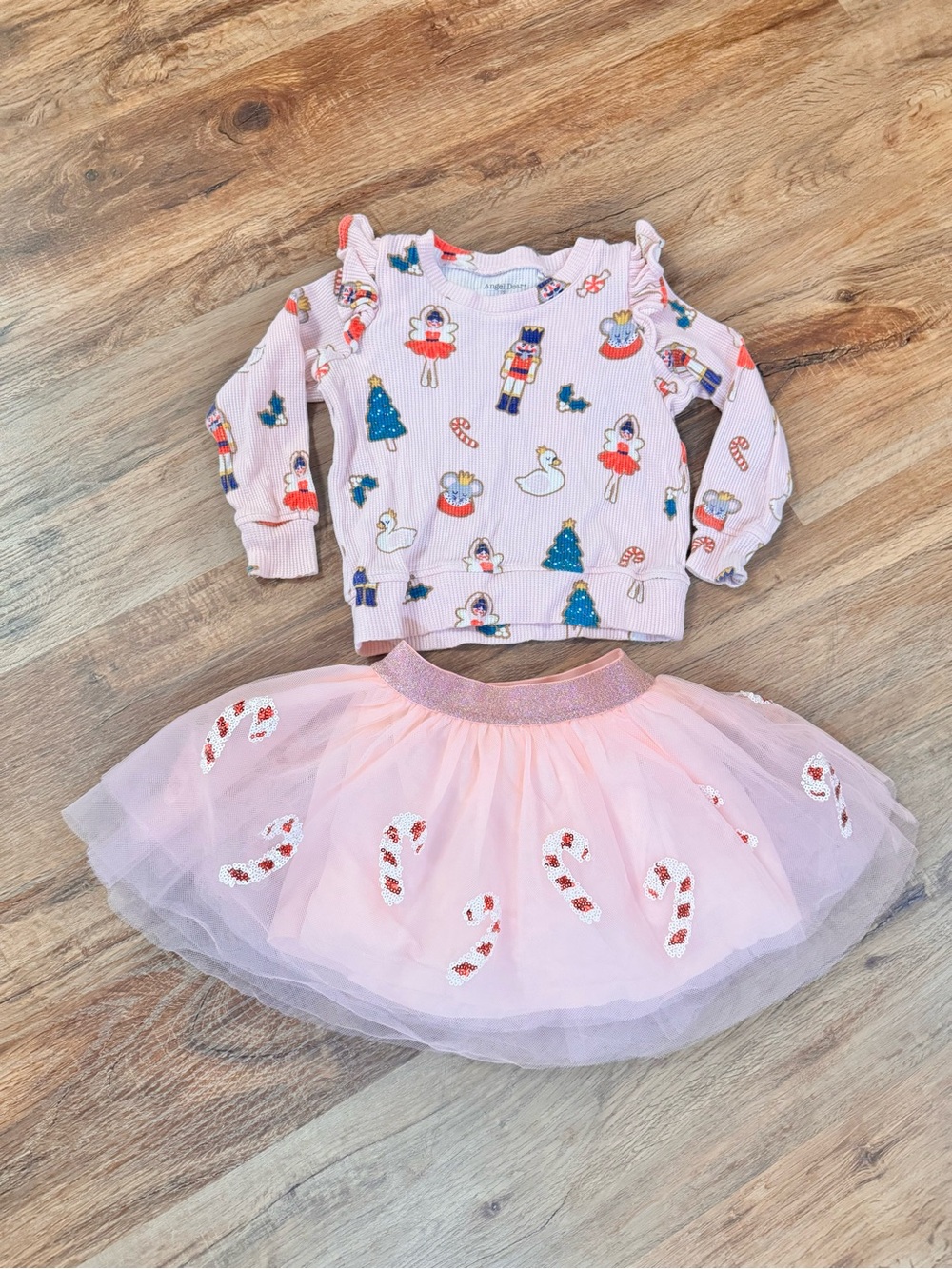 Angel Dear Pink Candy Canes Tutu & Shirt - 2T